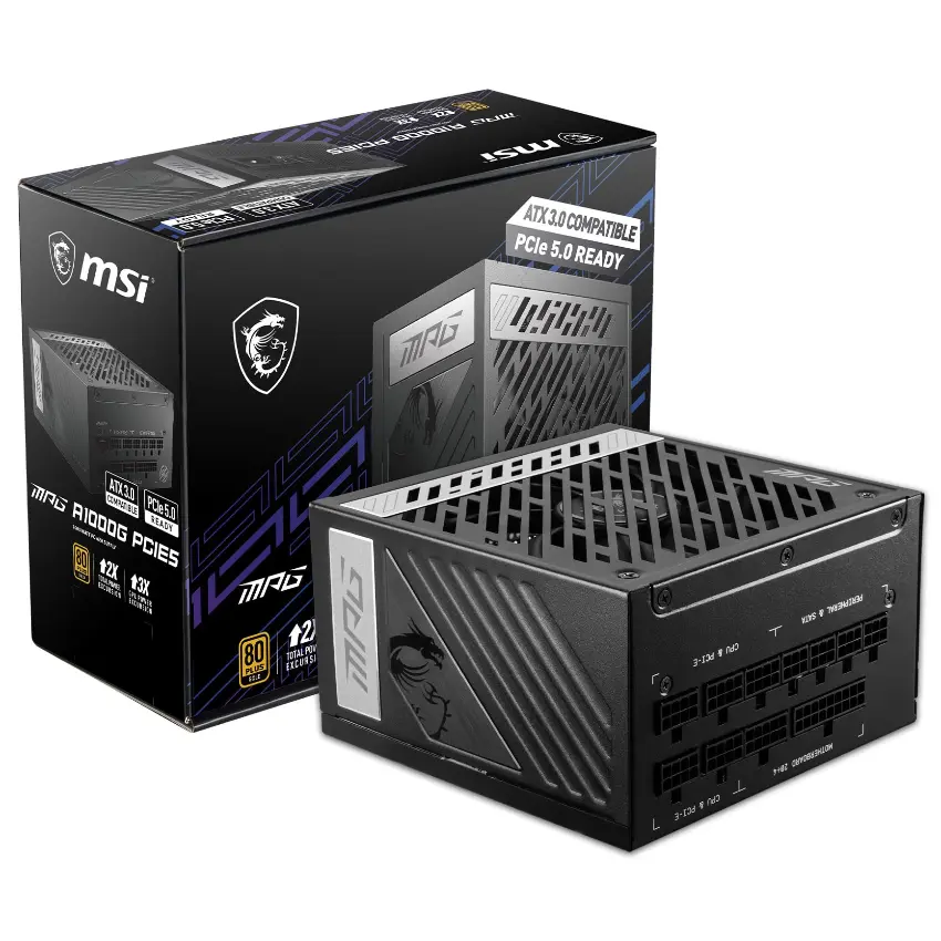 Fuente de alimentación modular MSI MPG A1000G PCIE5, 1000W, 80 PLUS Gold Fuente de alimentación modular MSI MPG A1000G PCIE5, 1000W, 80 PLUS Gold