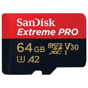Tarjeta de Memoria microSDXC SanDisk Extreme PRO 64GB, UHS-I, U3, V30, A2, Clase 10, Adaptador