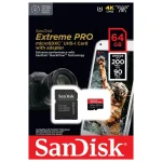Tarjeta de Memoria microSDXC SanDisk Extreme PRO 64GB, UHS-I, U3, V30, A2, Clase 10, Adaptador