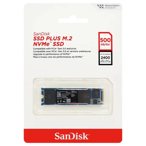 Disco SSD SanDisk PLUS NVMe 500GB, PCIe 3.0, M.2 2280