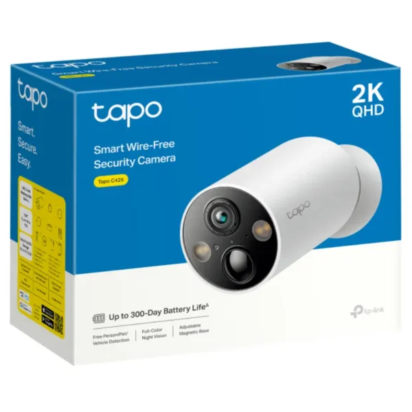 Cámara de Seguridad Wi-Fi TP-Link Tapo C425, 2K QHD, 4 MP, Visión nocturna color, Alimentada por batería, Exterior