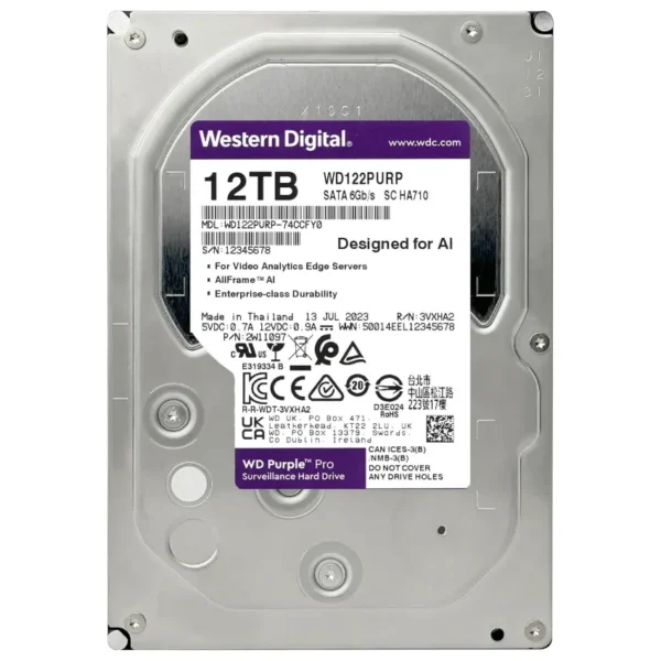 Disco Interno Western Digital Purple Pro 12TB SATA3 7200rpm 512MB Cache 3.5"
