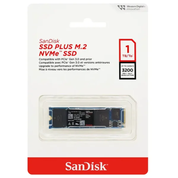 Disco SSD SanDisk PLUS NVMe 1TB, PCIe 3.0, M.2 2280