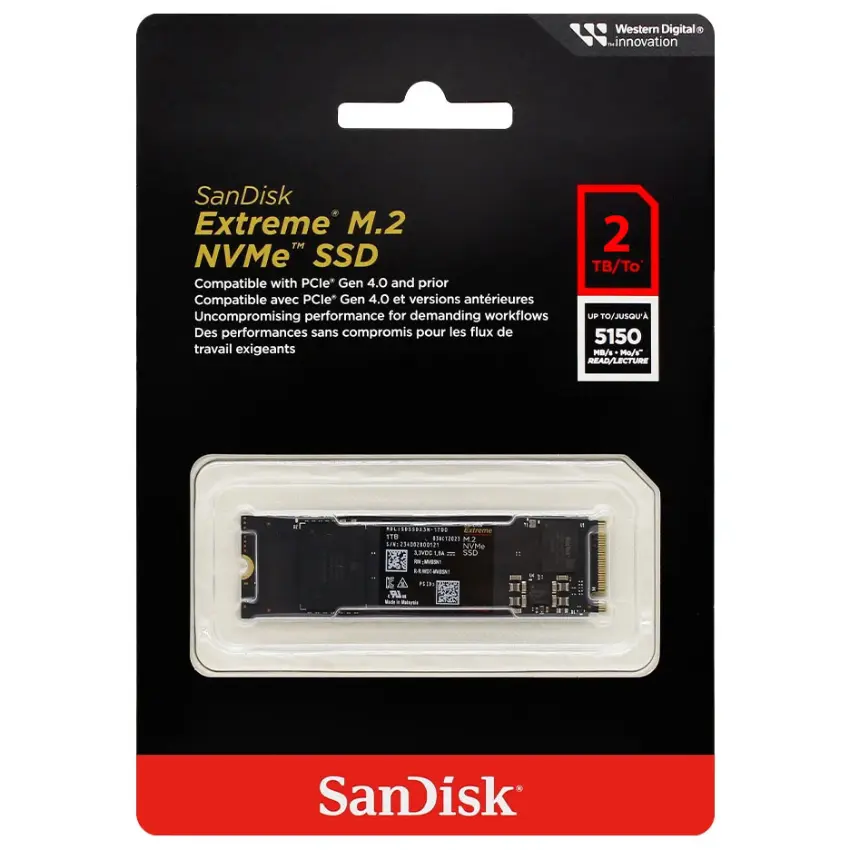 Disco SSD SanDisk Extreme NVMe 2TB, PCIe 4.0, M.2 2280 Disco SSD SanDisk Extreme NVMe 2TB, PCIe 4.0, M.2 2280