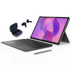 Tablet Lenovo Idea Tab Pro (TB373FU), 12.7" LPTS, MediaTek Dimensity 8300 Octa-Core 2.2GHz, 8GB RAM LPDDR5x, 256GB UFS 4.0, Wi-Fi 6E, Android 14, Incluye Teclado + Lápiz + Moto Buds, Luna Grey, Gris