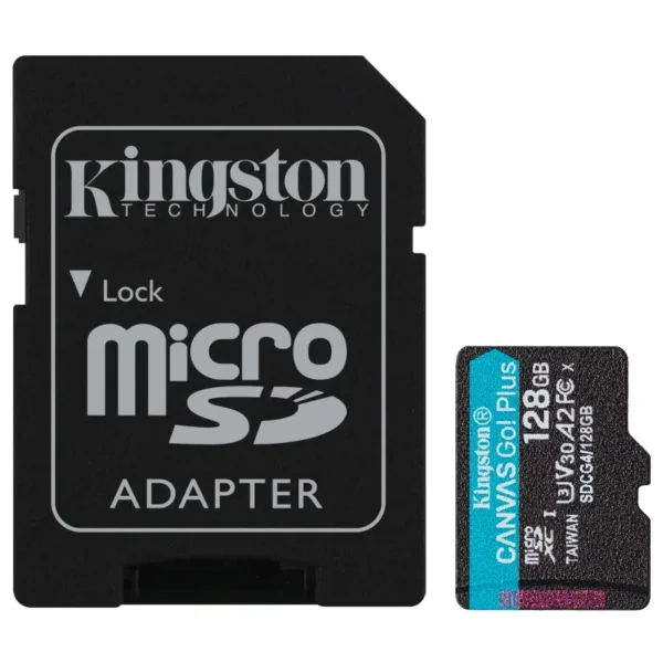 Tarjeta de Memoria microSDXC Kingston Canvas Go! Plus 128GB, UHS-I, U3, V30, A2, Clase 10, Adaptador