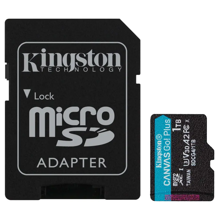 Tarjeta de Memoria microSDXC Kingston Canvas Go! Plus 1TB, UHS-I, U3, V30, A2, Clase 10, Adaptador Tarjeta de Memoria microSDXC Kingston Canvas Go! Plus 1TB, UHS-I, U3, V30, A2, Clase 10, Adaptador