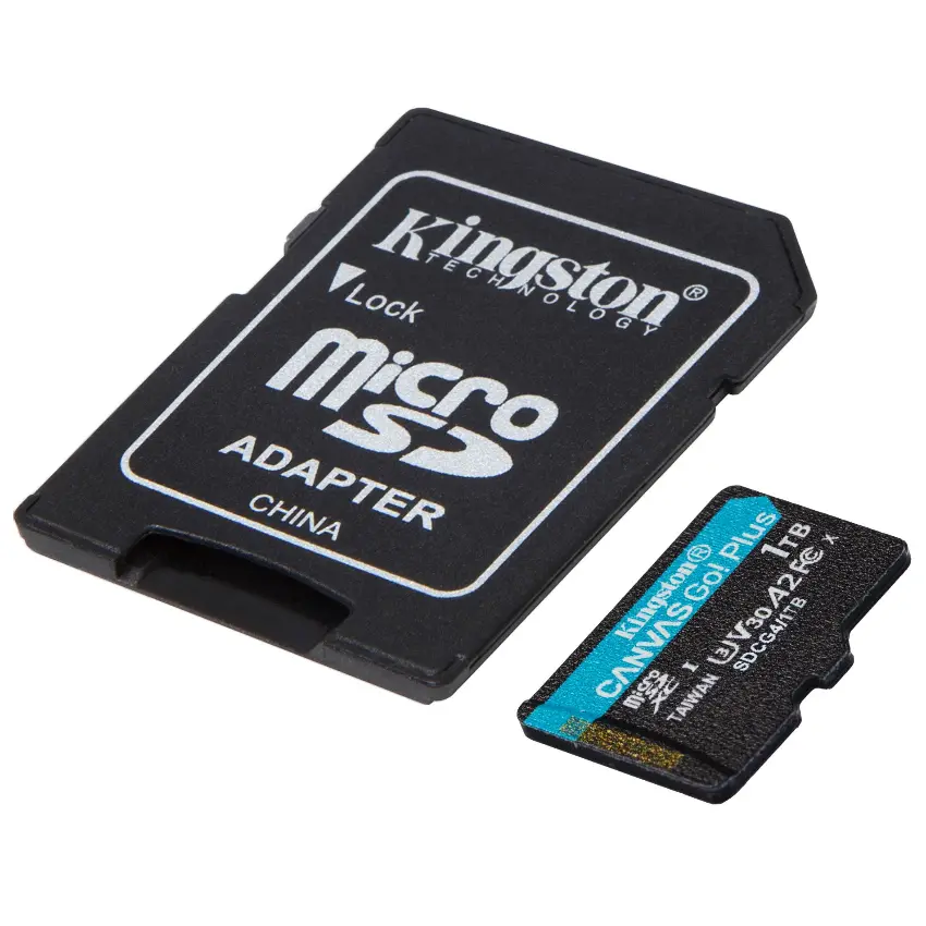 Tarjeta de Memoria microSDXC Kingston Canvas Go! Plus 1TB, UHS-I, U3, V30, A2, Clase 10, Adaptador Tarjeta de Memoria microSDXC Kingston Canvas Go! Plus 1TB, UHS-I, U3, V30, A2, Clase 10, Adaptador