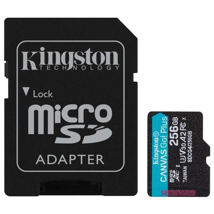 Tarjeta de Memoria microSDXC Kingston Canvas Go! Plus 256GB, UHS-I, U3, V30, A2, Clase 10, Adaptador Tarjeta de Memoria microSDXC Kingston Canvas Go! Plus 256GB, UHS-I, U3, V30, A2, Clase 10, Adaptador
