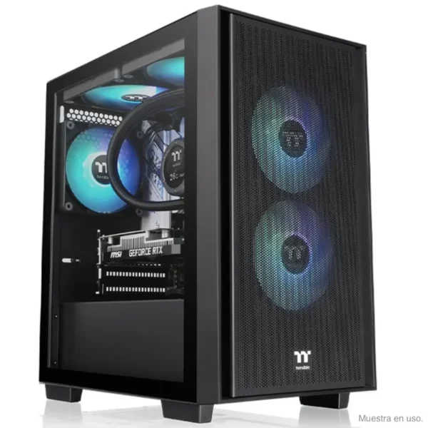 Gabinete Thermaltake Versa H16 TG ARGB, Micro-ATX, Sin Fuente, Vidrio Templado, 3 Fan 12 cm ARGB, Negro