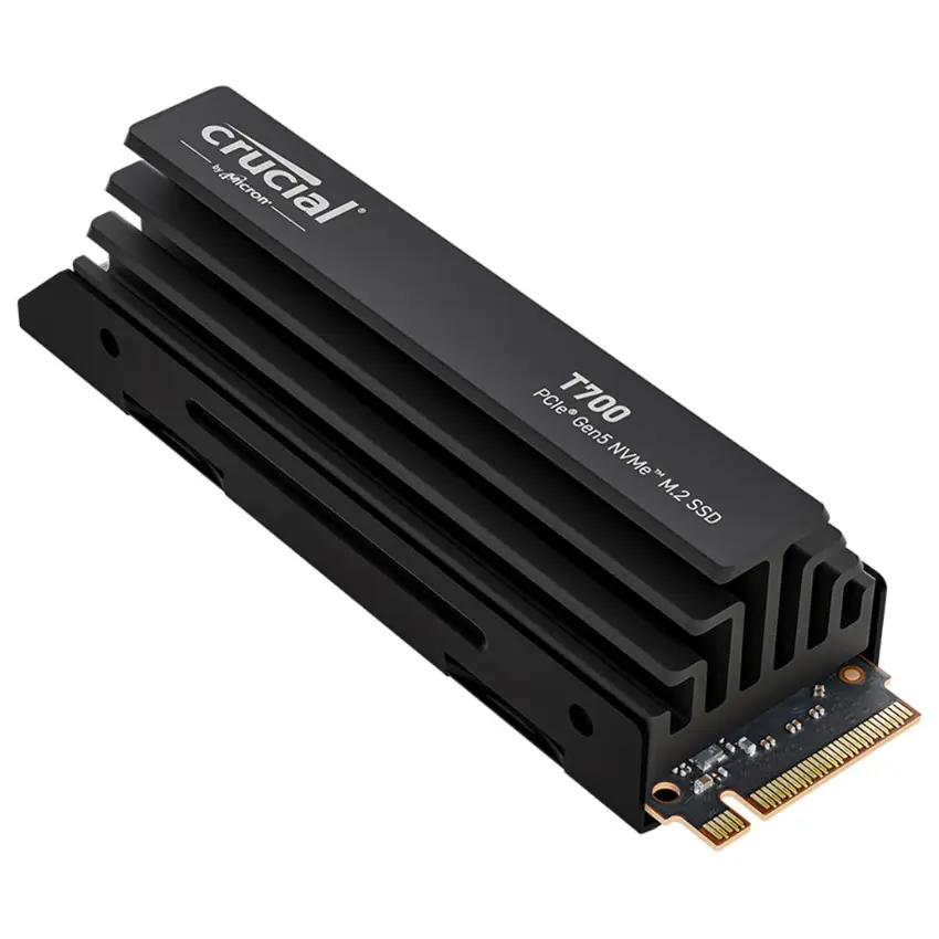 Disco SSD Crucial T700 NVMe, NAND TLC, PCIe 5.0, M.2 2280, Disipador Disco SSD Crucial T700 NVMe, NAND TLC, PCIe 5.0, M.2 2280, Disipador