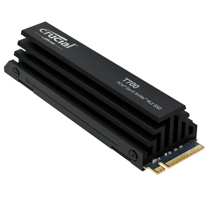 Disco SSD Crucial T700 NVMe, NAND TLC, PCIe 5.0, M.2 2280, Disipador Disco SSD Crucial T700 NVMe, NAND TLC, PCIe 5.0, M.2 2280, Disipador