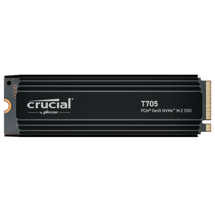 Disco SSD Crucial T705 NVMe, NAND TLC, PCIe 5.0, M.2 2280, Disipador Disco SSD Crucial T705 NVMe, NAND TLC, PCIe 5.0, M.2 2280, Disipador