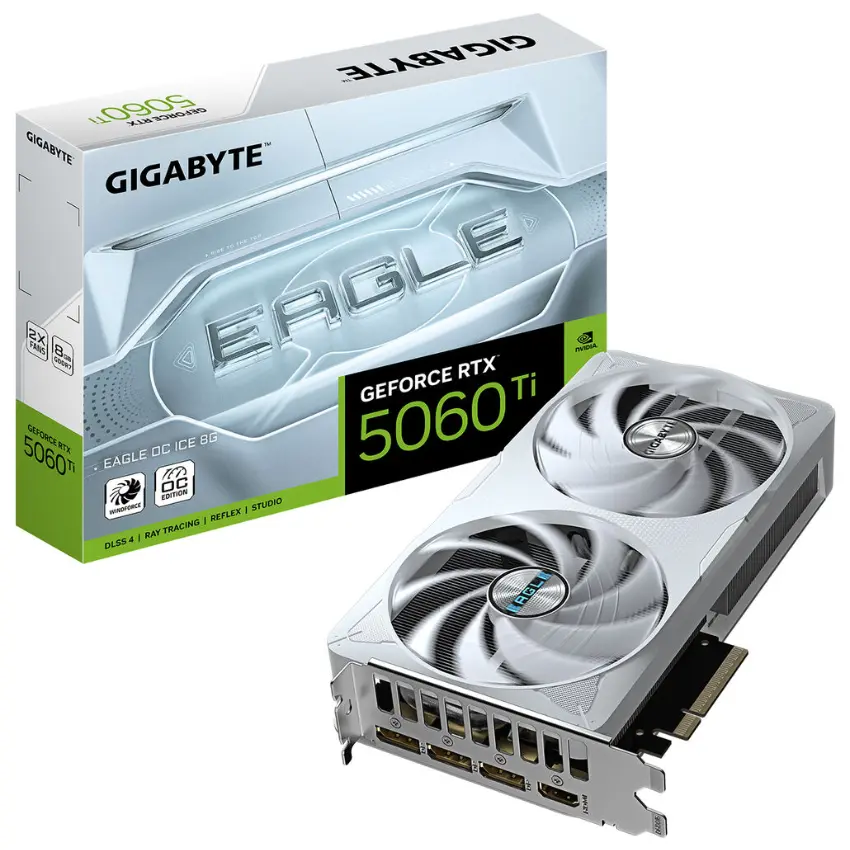 Placa de Video Gigabyte GeForce RTX 5060 Ti EAGLE OC ICE 8GB GDDR7