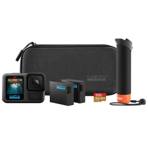 Cámara GoPro HERO13 Black Action Camera Bundle, The Handler, 2 Baterías Enduro, 2 Soportes Adhesivos Curvos, Tarjeta SanDisk MicroSD de 64 GB, Estuche