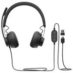 Auriculares Logitech Zone Wired, Versión Teams, USB, Negro