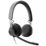 Auriculares Logitech Zone Wired, Versión Teams, USB, Negro