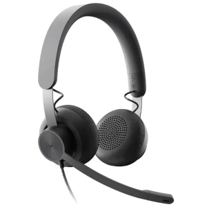 Auriculares Logitech Zone Wired, Versión Teams, USB, Negro