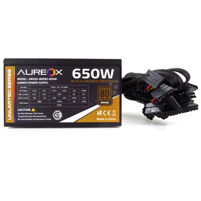 Fuente de alimentación Aureox ARXGU-80PBZ-650W, 80 PLUS Bronze