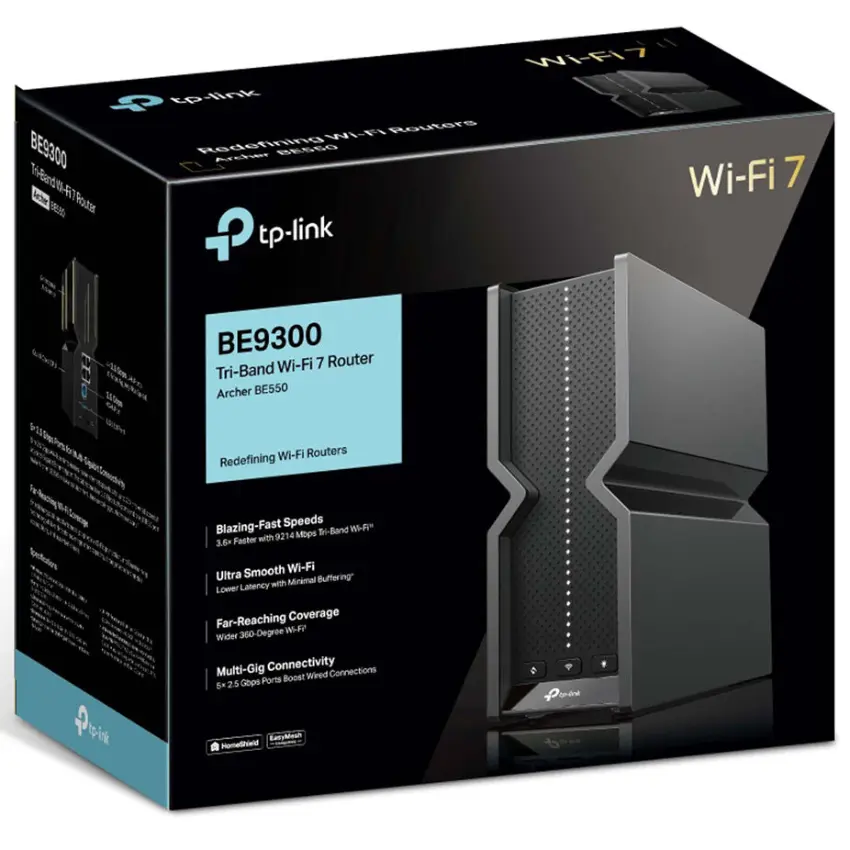 Router Wi-Fi TP-Link Archer BE550, BE9300, Triple banda, 2.5G, Negro