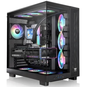 Gabinete Thermaltake View 380 XL TG ARGB, ATX, Sin Fuente, Vidrio Templado Frontal y Lateral, 4 Fan 12 cm ARGB, Negro