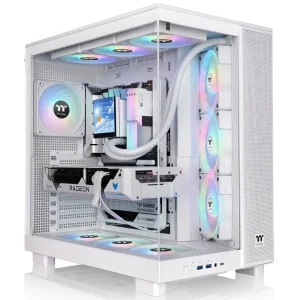 Gabinete Thermaltake View 380 XL TG ARGB Snow, ATX, Sin Fuente, Vidrio Templado Frontal y Lateral, 4 Fan 12 cm ARGB, Blanco
