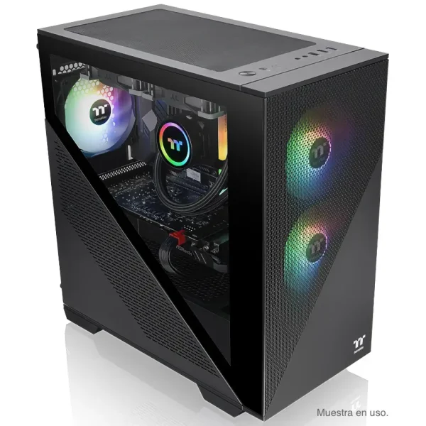 Gabinete Thermaltake Divider 170 TG ARGB, Micro-ATX, Sin Fuente, Vidrio Templado, 2 Fan 12 cm ARGB, Negro