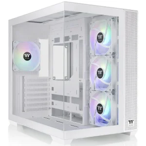Gabinete Thermaltake View 380 TG ARGB Snow, ATX, Sin Fuente, Vidrio Templado Frontal y Lateral, 4 Fan 12 cm ARGB, Blanco