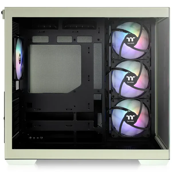 Gabinete Thermaltake View 380 TG ARGB Snow, ATX, Sin Fuente, Vidrio Templado Frontal y Lateral, 4 Fan 12 cm ARGB, Verde/Negro