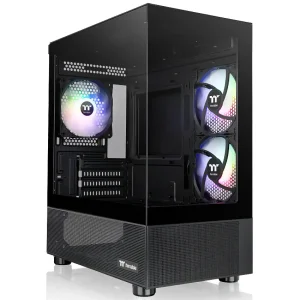 Gabinete Thermaltake View 170 Plus TG ARGB, Micro-ATX, Sin Fuente, Vidrio Templado Frontal y Lateral, 3 Fan 12 cm ARGB, Negro