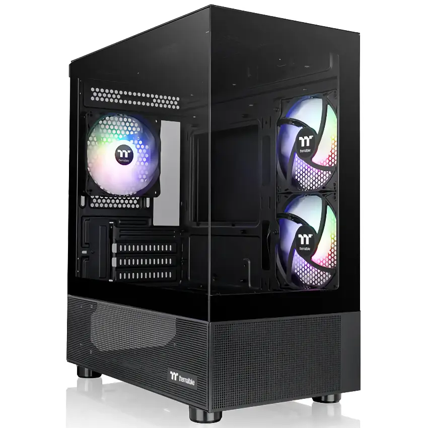 Gabinete Thermaltake View 170 TG ARGB, Micro-ATX, Sin Fuente, Vidrio Templado Frontal y Lateral, 3 Fan 12 cm ARGB, Negro