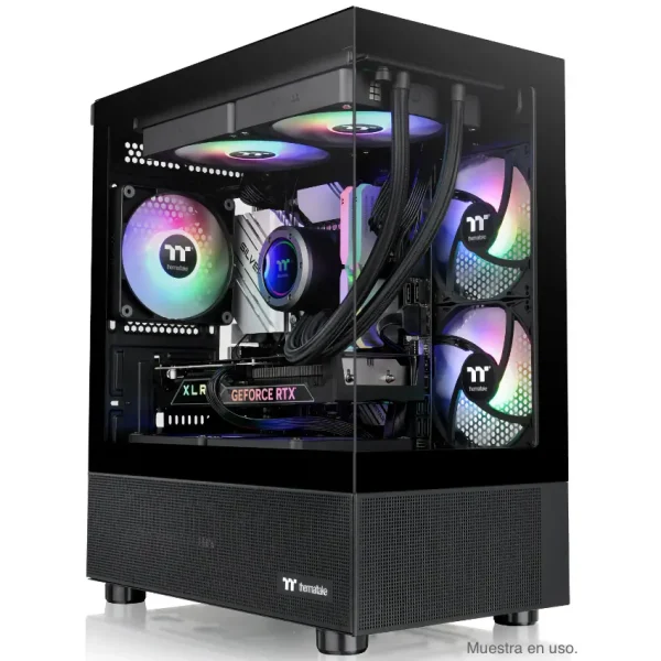Gabinete Thermaltake View 170 Plus TG ARGB, Micro-ATX, Sin Fuente, Vidrio Templado Frontal y Lateral, 3 Fan 12 cm ARGB, Negro