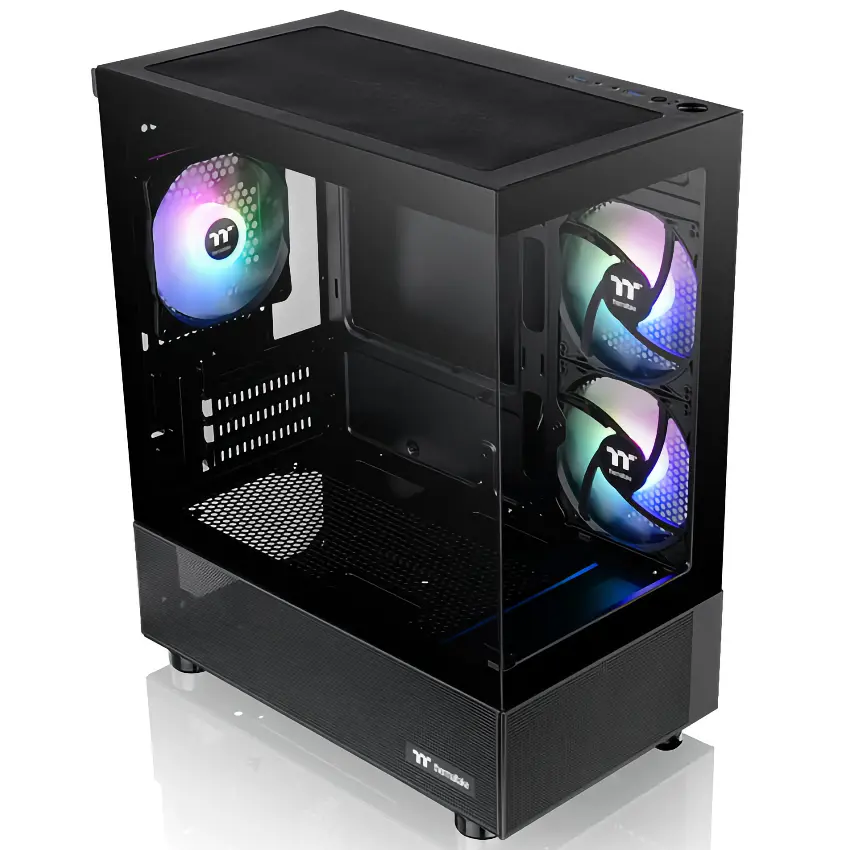 Gabinete Thermaltake View 170 TG ARGB, Micro-ATX, Sin Fuente, Vidrio Templado Frontal y Lateral, 3 Fan 12 cm ARGB, Negro