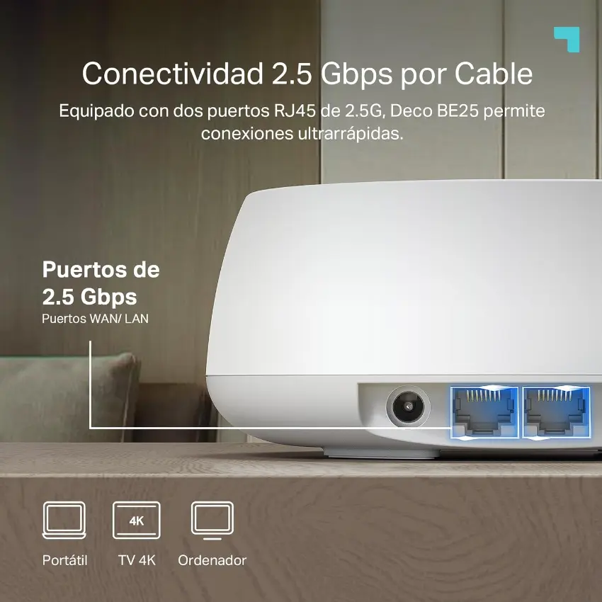 Sistema Wi-Fi Mesh TP-Link Deco BE25, 2.5G, BE5000, Doble Banda, Pack de 1 Sistema Wi-Fi Mesh TP-Link Deco BE25, 2.5G, BE5000, Doble Banda, Pack de 1