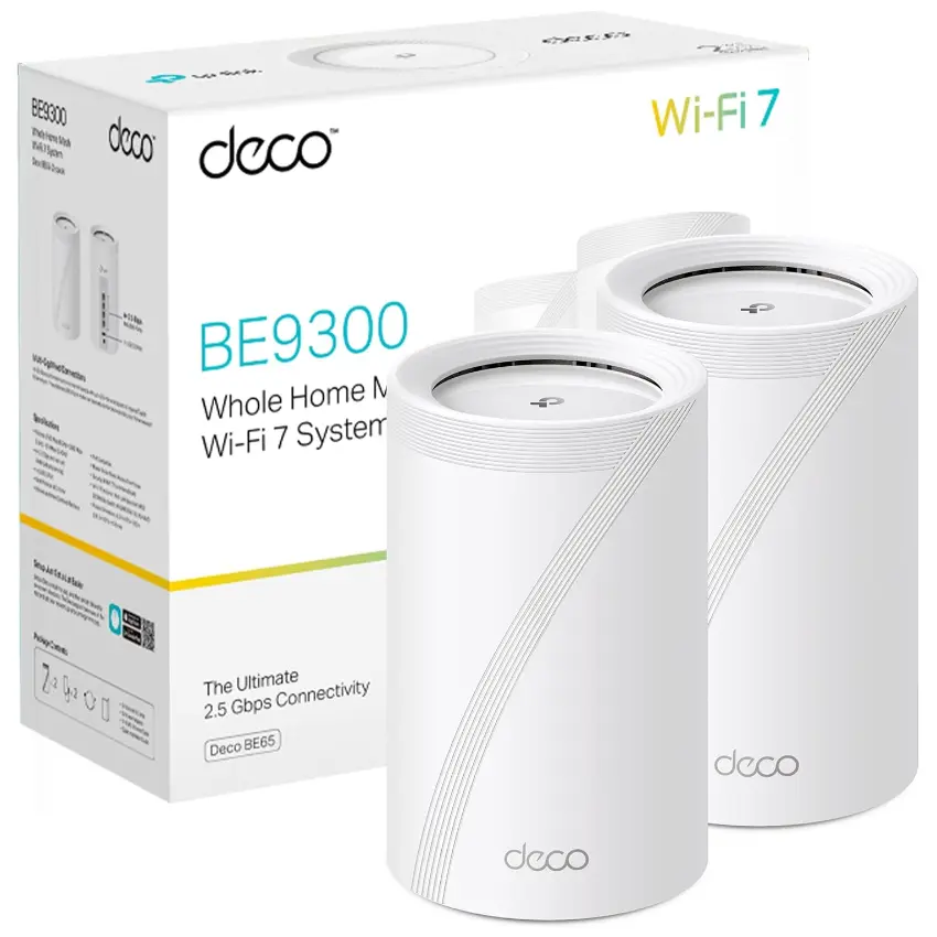 Sistema Wi-Fi Mesh TP-Link Deco BE65, 2.5G, BE9300, Triple Banda, Pack de 2
