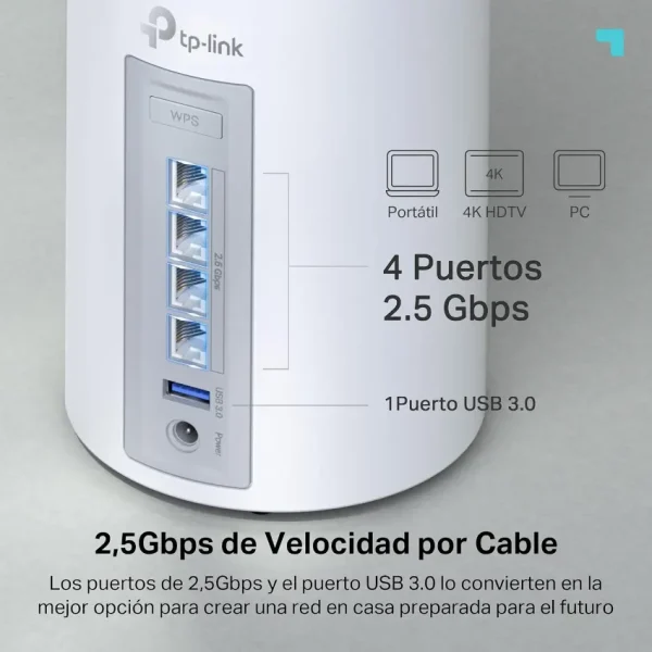 Sistema Wi-Fi Mesh TP-Link Deco BE65, 2.5G, BE9300, Triple Banda, Pack de 2