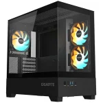 Gabinete Gigabyte C201 PANORAMIC, Micro-ATX, Sin Fuente, Vidrio Templado Frontal y Lateral, 3 Fan 12 cm ARGB, Negro