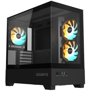 Gabinete Gigabyte C201 PANORAMIC, Micro-ATX, Sin Fuente, Vidrio Templado Frontal y Lateral, 3 Fan 12 cm ARGB, Negro