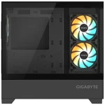 Gabinete Gigabyte C201 PANORAMIC, Micro-ATX, Sin Fuente, Vidrio Templado Frontal y Lateral, 3 Fan 12 cm ARGB, Negro