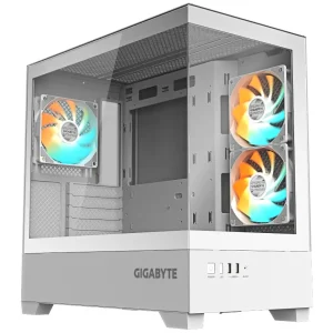 Gabinete Gigabyte C201 PANORAMIC ICE, Micro-ATX, Sin Fuente, Vidrio Templado Frontal y Lateral, 3 Fan 12 cm ARGB, Blanco