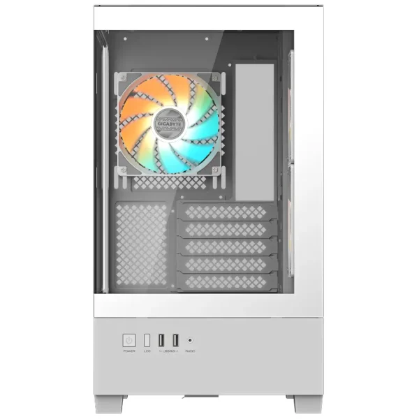 Gabinete Gigabyte C201 PANORAMIC ICE, Micro-ATX, Sin Fuente, Vidrio Templado Frontal y Lateral, 3 Fan 12 cm ARGB, Blanco