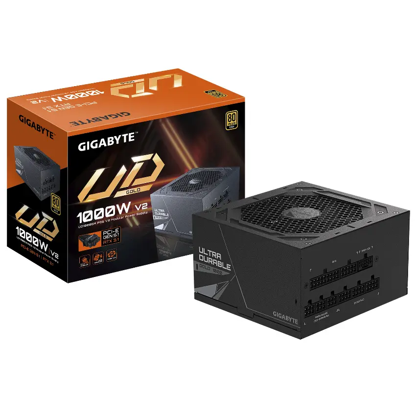Fuente de alimentación modular Gigabyte UD1000GM PG5 V2 1000W 80 PLUS Gold, Preparada para PCIe 5.1 Fuente de alimentación modular Gigabyte UD1000GM PG5 V2 1000W 80 PLUS Gold, Preparada para PCIe 5.1