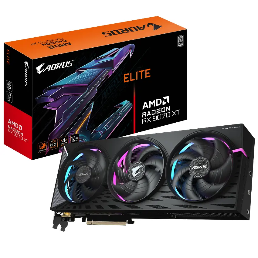 Placa de Video Gigabyte AMD Radeon RX 9070 XT ELITE 16GB GDDR6 Placa de Video Gigabyte AMD Radeon RX 9070 XT ELITE 16GB GDDR6