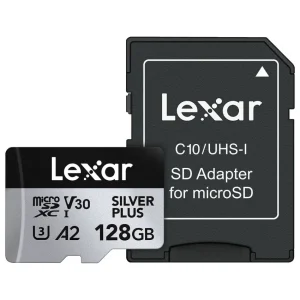 Tarjeta de Memoria microSDXC Lexar SILVER PLUS 128GB, UHS-I, U3, V30, A2, Clase 10