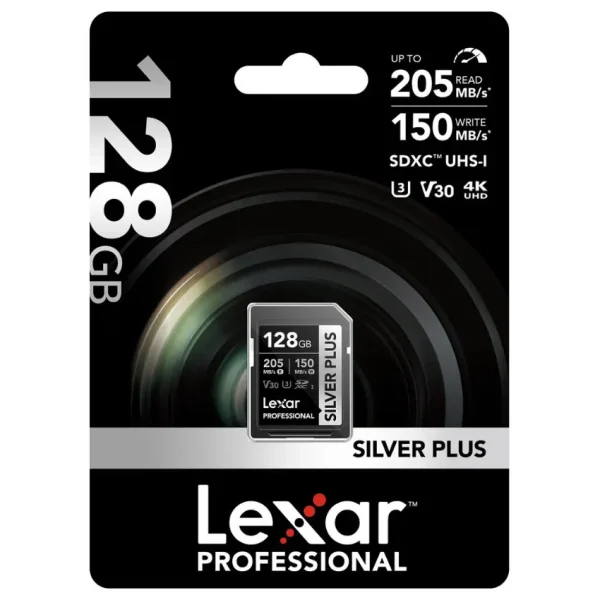 Tarjeta de Memoria SDXC Lexar SILVER PLUS 128GB, UHS-I, U3, V30, Clase 10