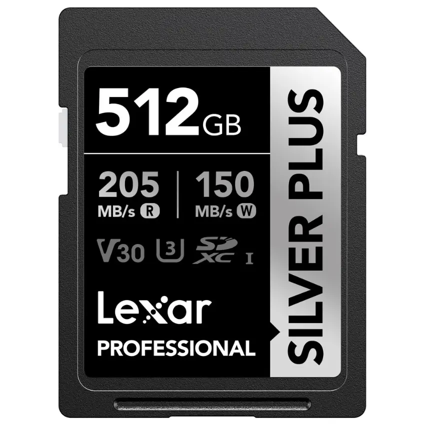 Tarjeta de Memoria SDXC Lexar SILVER PLUS 512GB, UHS-I, U3, V30, Clase 10