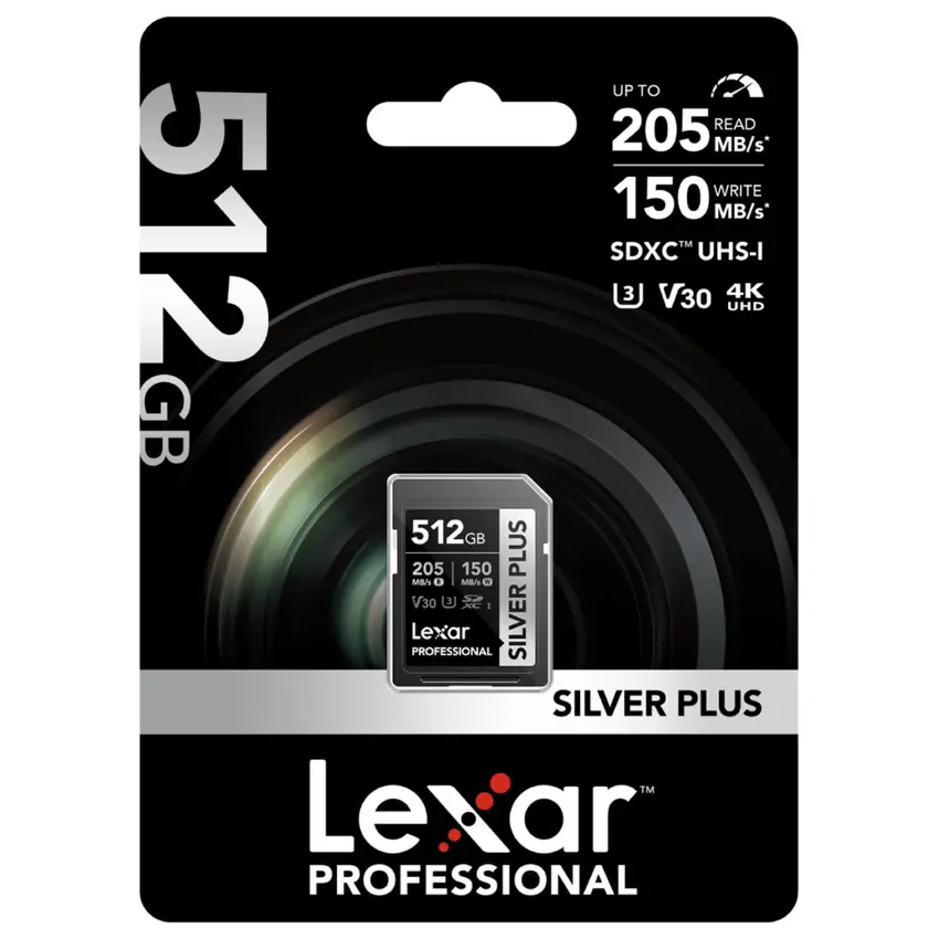 Tarjeta de Memoria SDXC Lexar SILVER PLUS 512GB, UHS-I, U3, V30, Clase 10