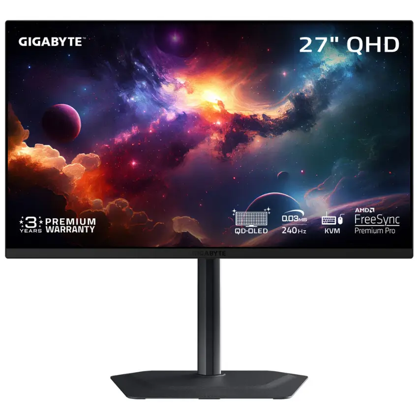 Monitor Gamer Gigabyte MO27Q2, 27", 240Hz, OLED, 2560x1440, 0.03ms, DisplayPort, HDMI, Hub, USB-A, USB-C Monitor Gamer Gigabyte MO27Q2, 27", 240Hz, OLED, 2560x1440, 0.03ms, DisplayPort, HDMI, Hub, USB-A, USB-C