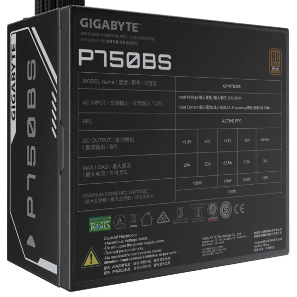Fuente de alimentación Gigabyte P750BS 750W 80 PLUS Bronze