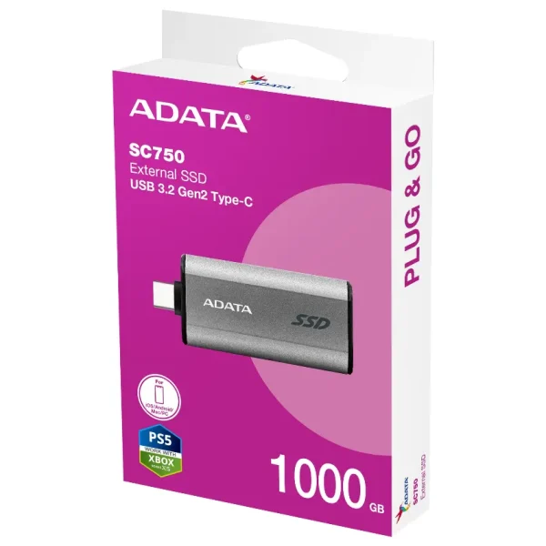 Disco Externo SSD ADATA SC750 1TB, USB 3.2 Gen 2 tipo C
